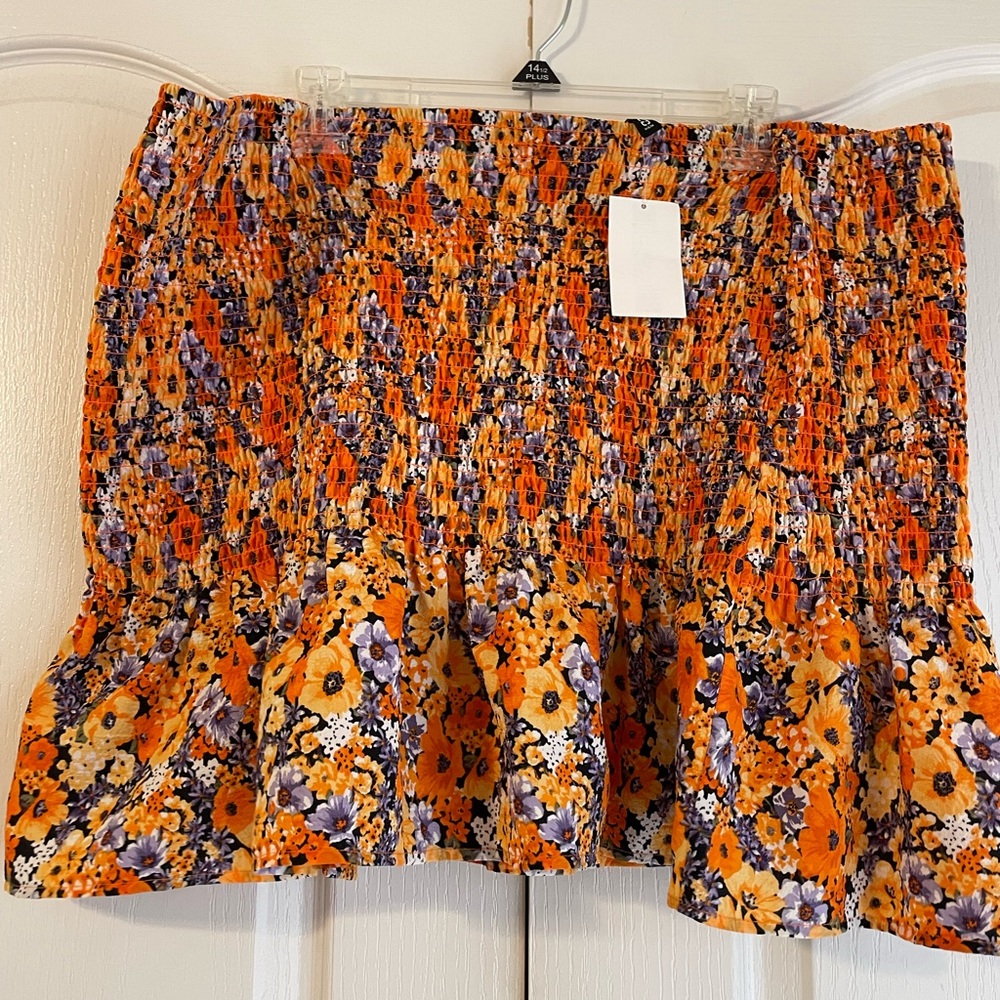 H&M Floral Ruffle Shirred Skirt